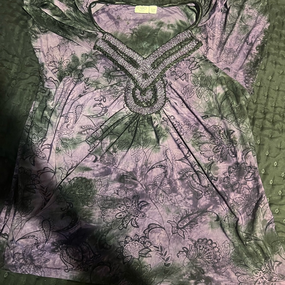 Y2K black and purple dazzled top